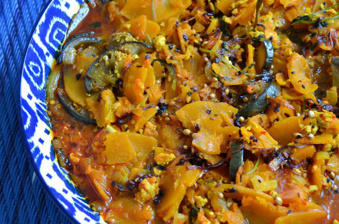 কিমা দিয়ে মিষ্টি কুমড়ার সবজি